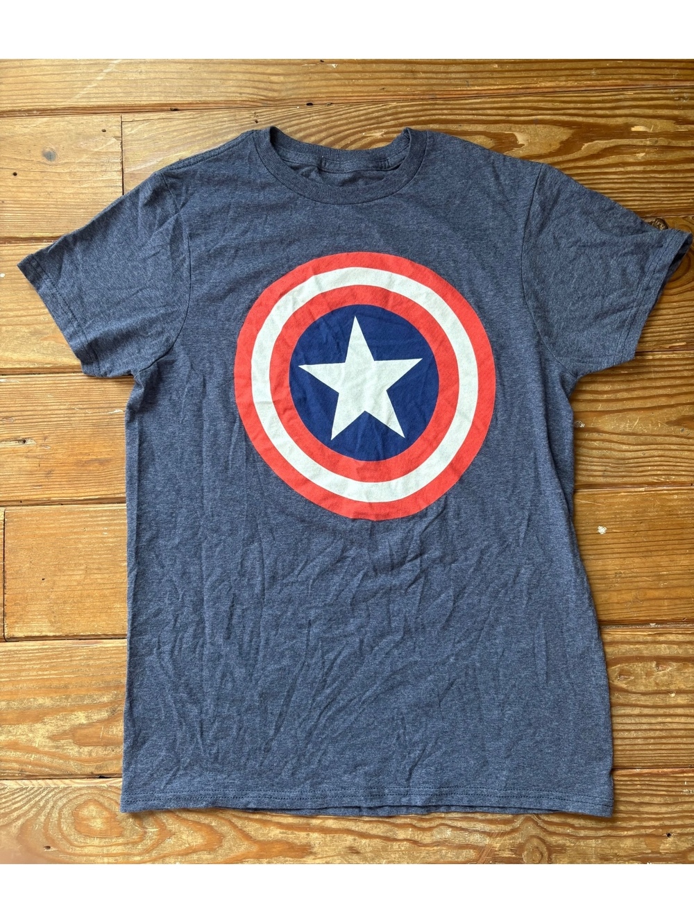 Marvel Captain America Shield Graphic T-Shirt Blue Size Small